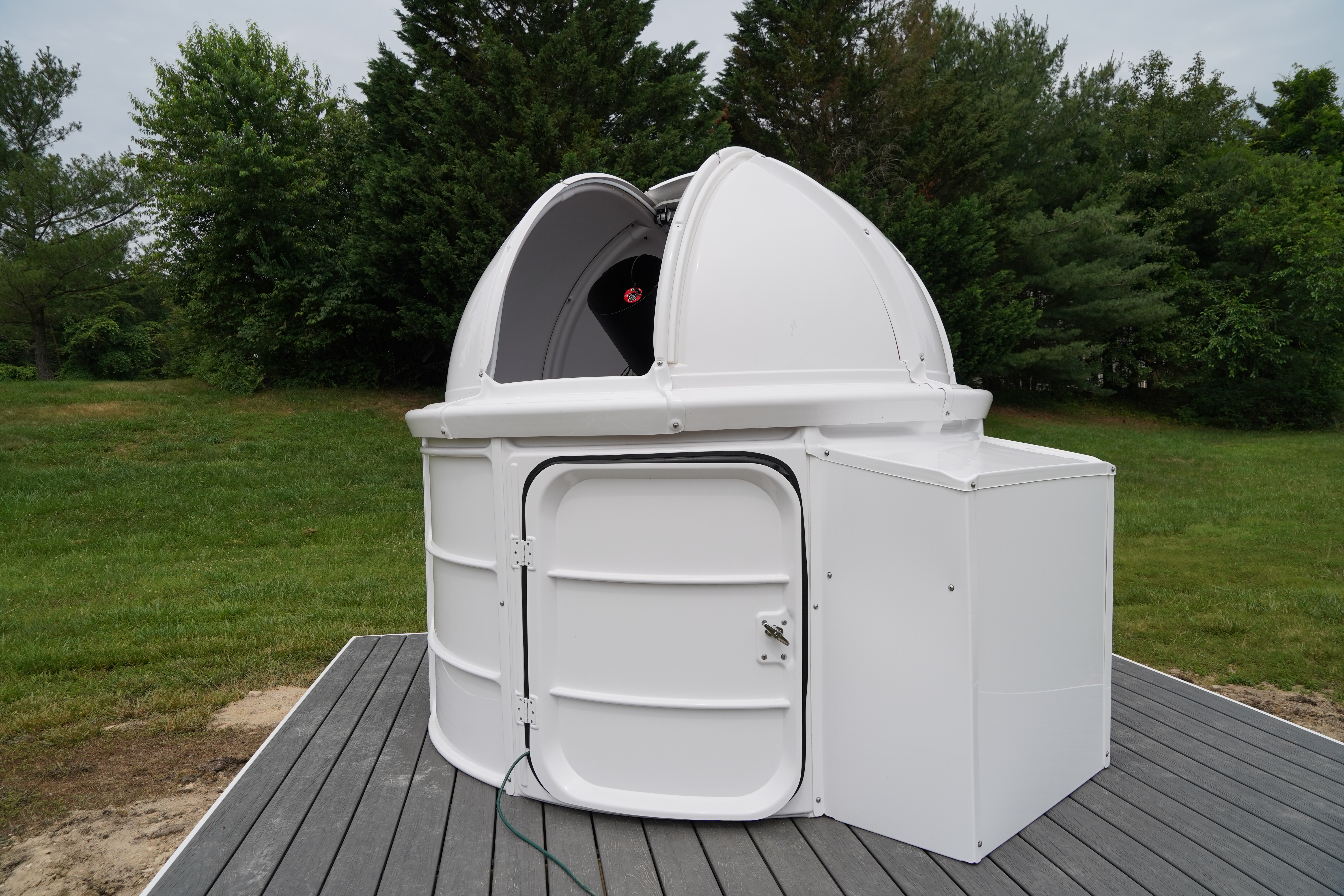 ALPHA Observatory faces the sky with an open dome shutter