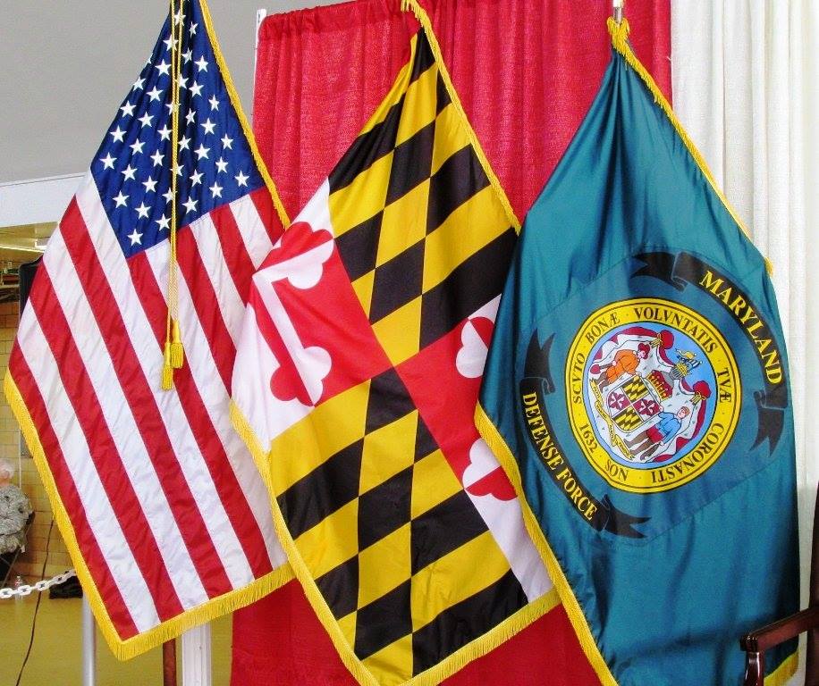 Maryland defense force flag with MD state flag